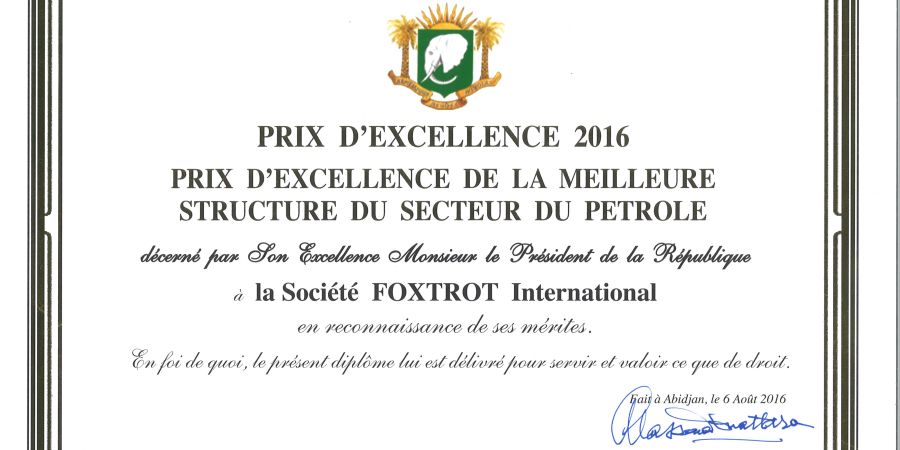 FOXTROT International LDC reçoit le Prix d’Excellence 2016 de la ...